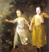 Thomas Gainsborough The Painter Daughters Chasing a Butterfly Sweden oil painting artist